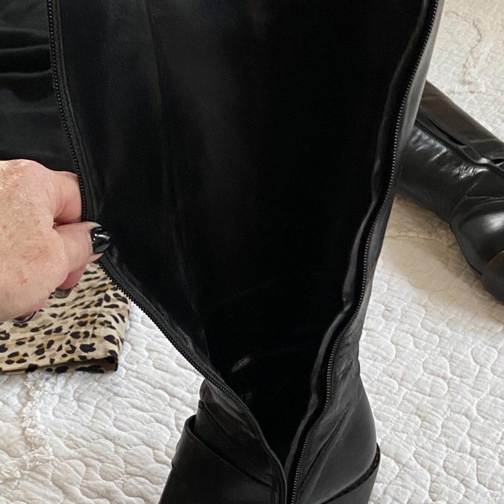 Vero Cuoio Tall  Black Leather Buckled Riding Boots 39.5 - Picture 5 of 7